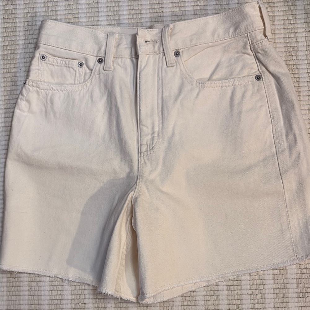 J. Crew Cream Jean Shorts High-Waisted Cut-Off
